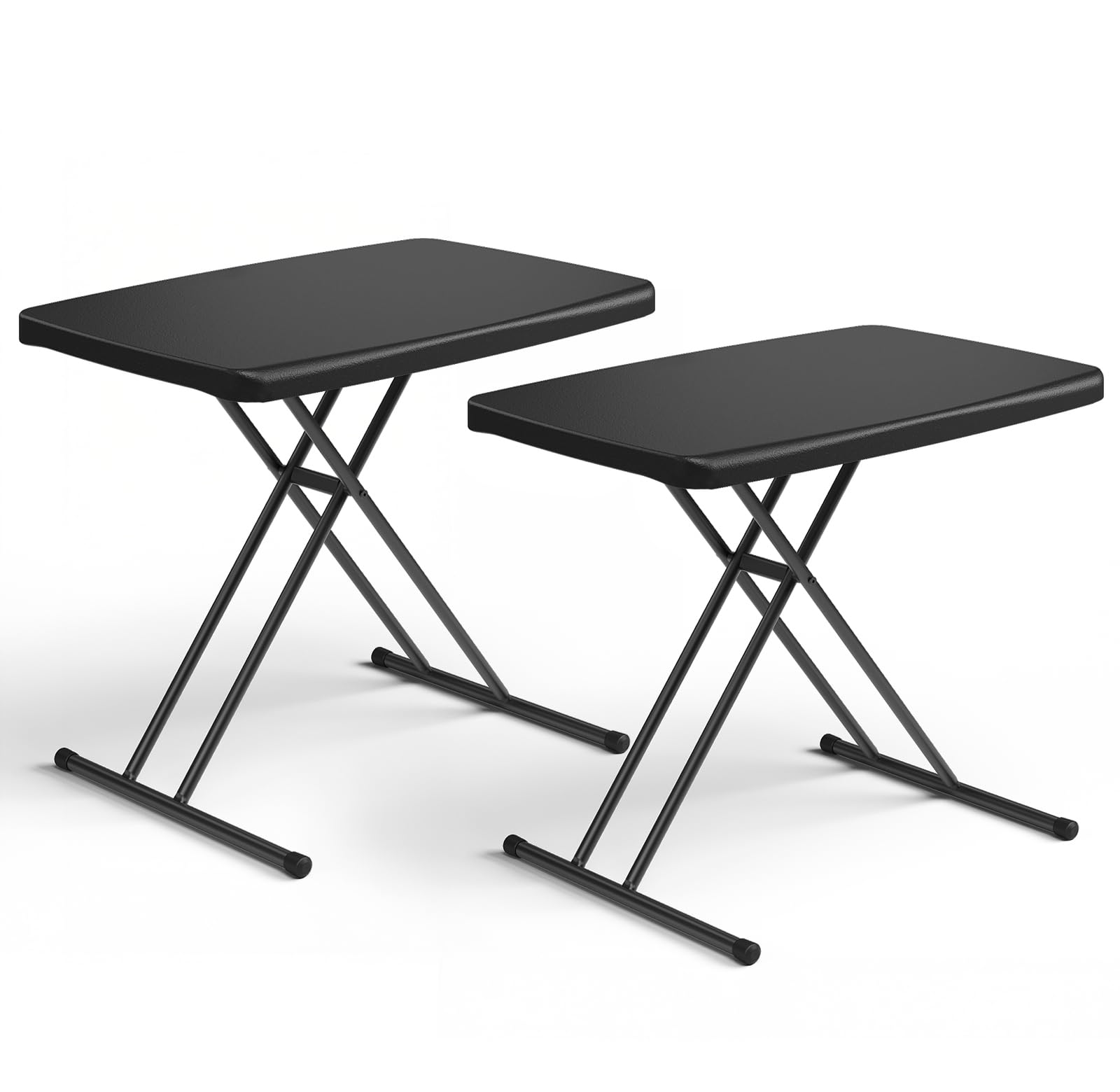 8FT Folding Table, Heavy Duty Plastic Fold-in-Half Utility Table with Handle, Portable Camping Picnic Table with Steel Legs for Indoor Outdoor Party, Dining, BrownBlack