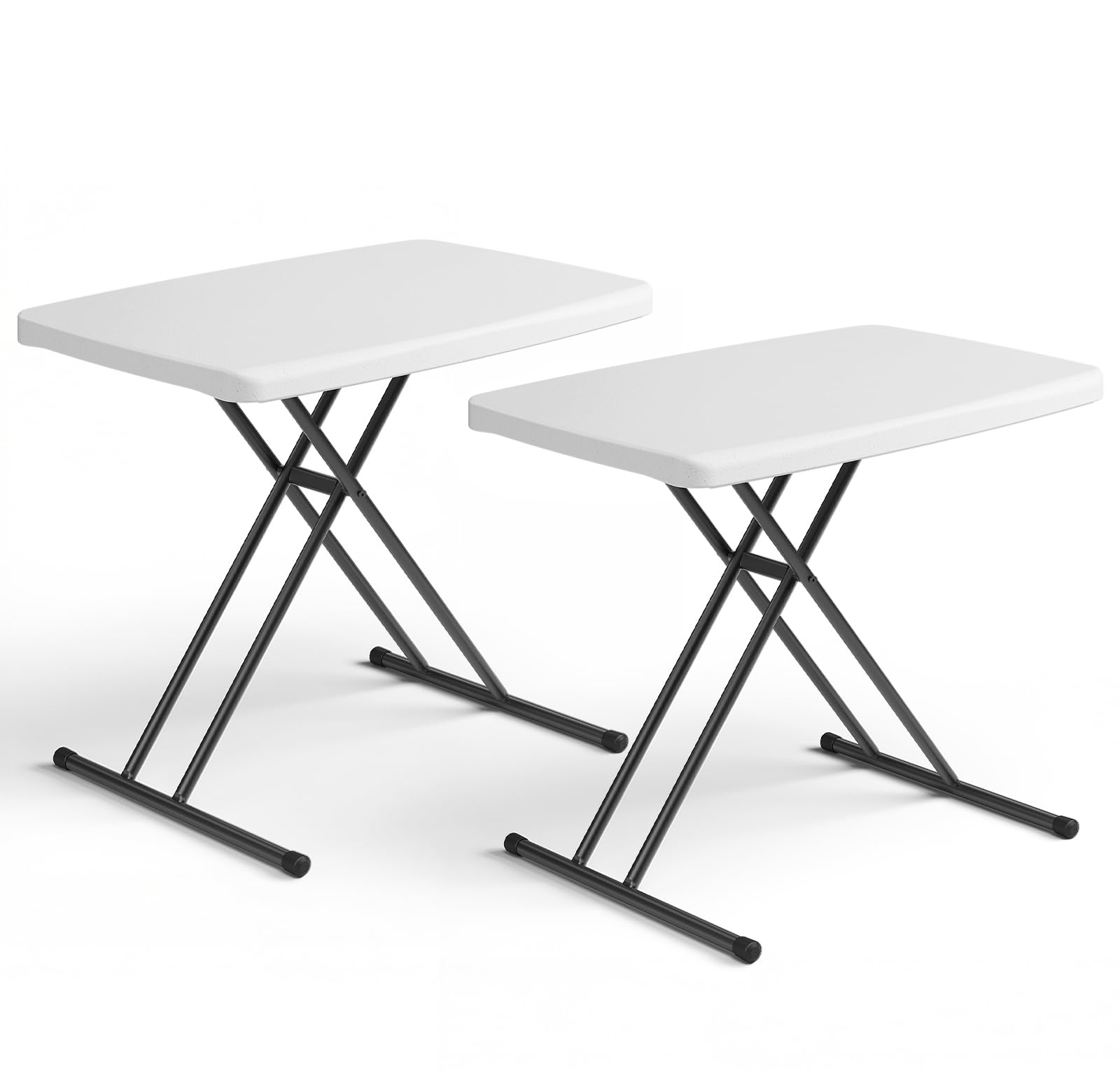 8FT Folding Table, Heavy Duty Plastic Fold-in-Half Utility Table with Handle, Portable Camping Picnic Table with Steel Legs for Indoor Outdoor Party, Dining, BrownBlack