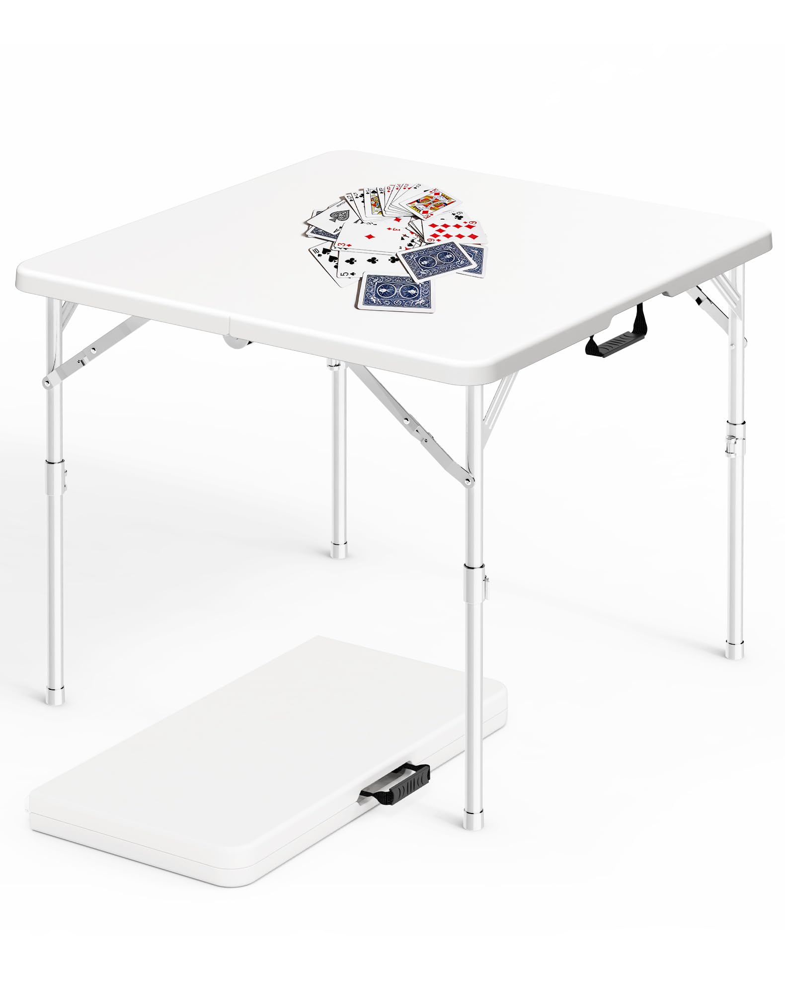 34" Square Folding Table with Built in Handle & Steel Legs, Heavy Duty Portable Card Table, Foldable Tables Perfect for Party, Dining, Wedding, Events, Picnic Indoor, Outdoor, Camping, Utility