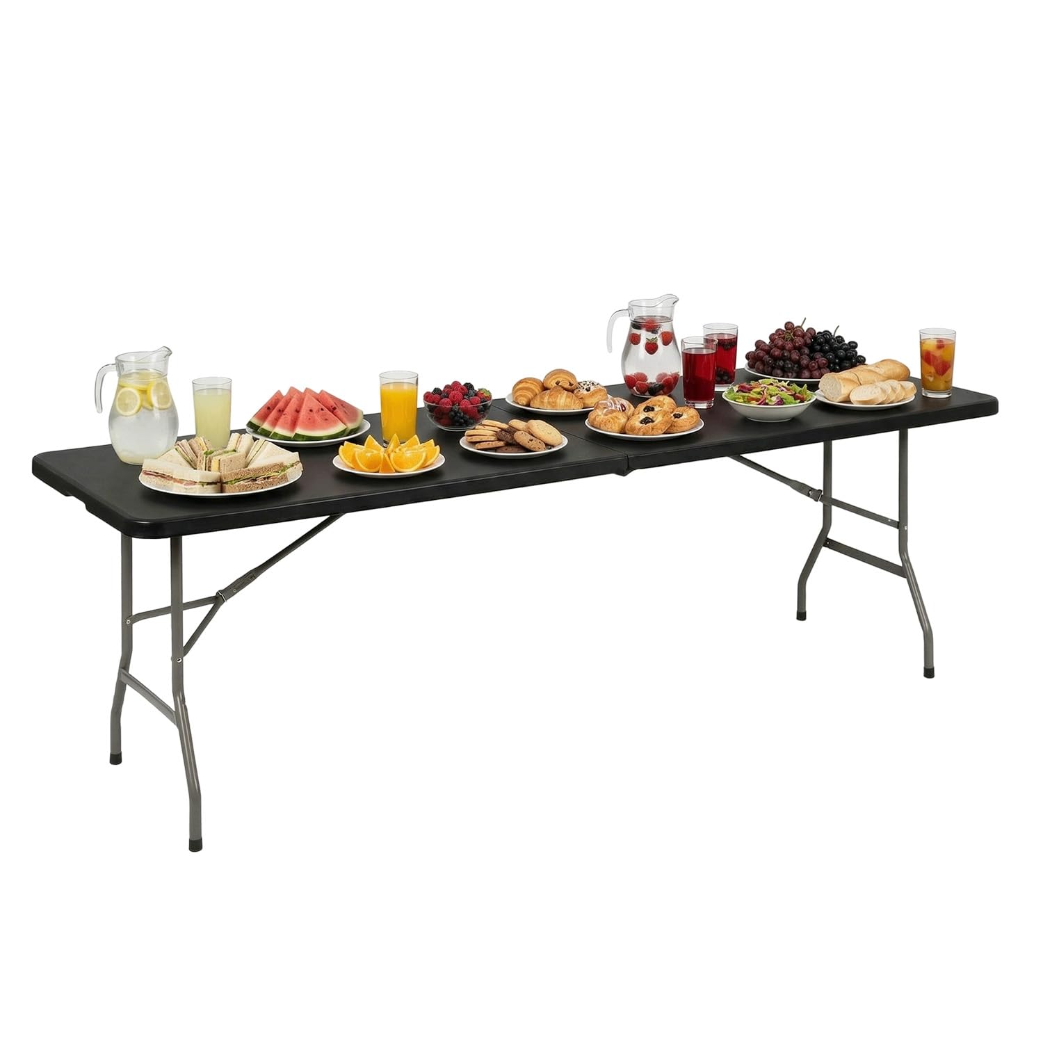 BestOffice Outdoor 6 FT Folding Camping Table Plastic Table Portable Square Height Dining Table Perfect for Picnics, Parties, Party and Camping, Black