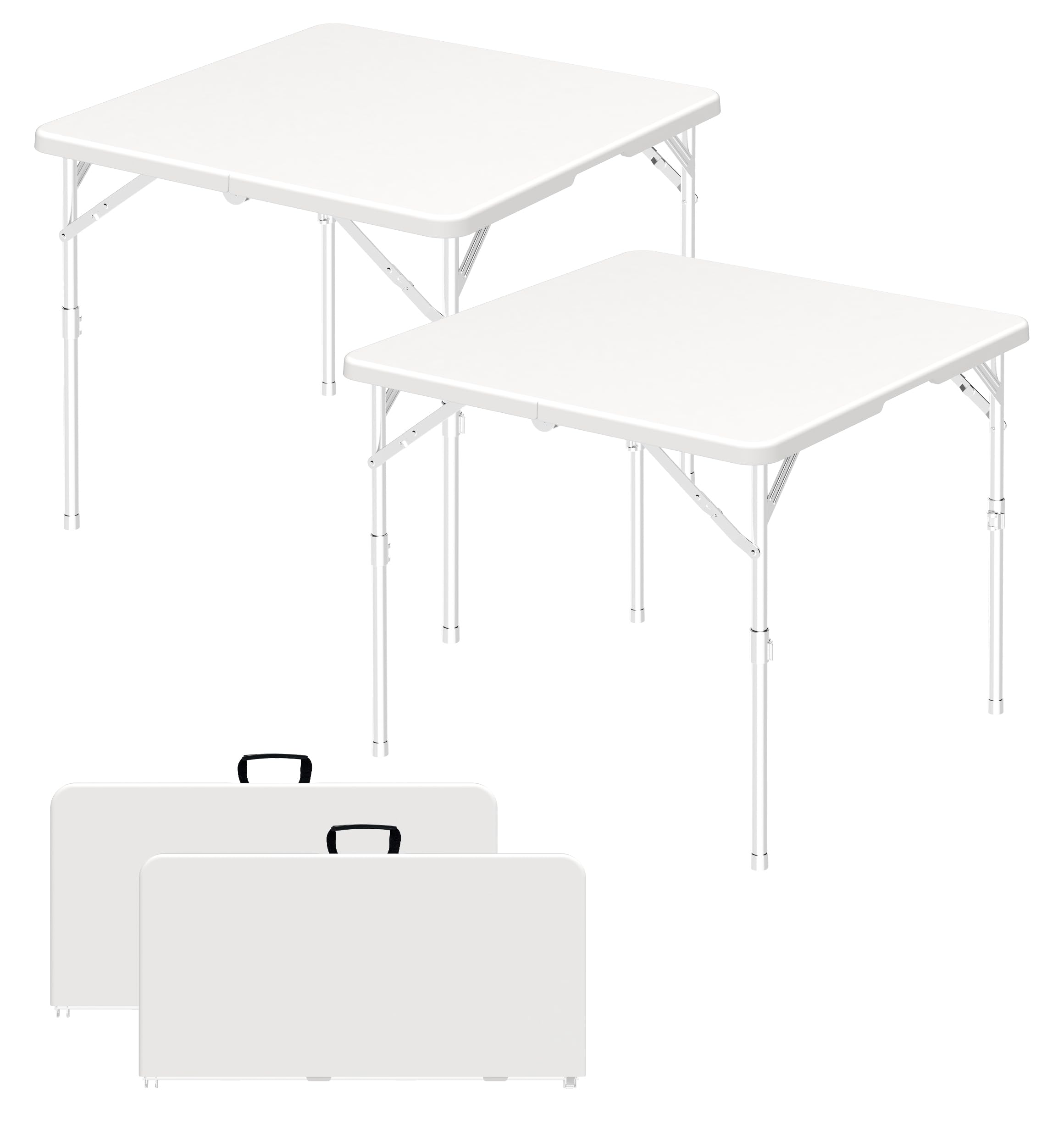 34" Square Folding Table with Built in Handle & Steel Legs, Heavy Duty Portable Card Table, Foldable Tables Perfect for Party, Dining, Wedding, Events, Picnic Indoor, Outdoor, Camping, Utility