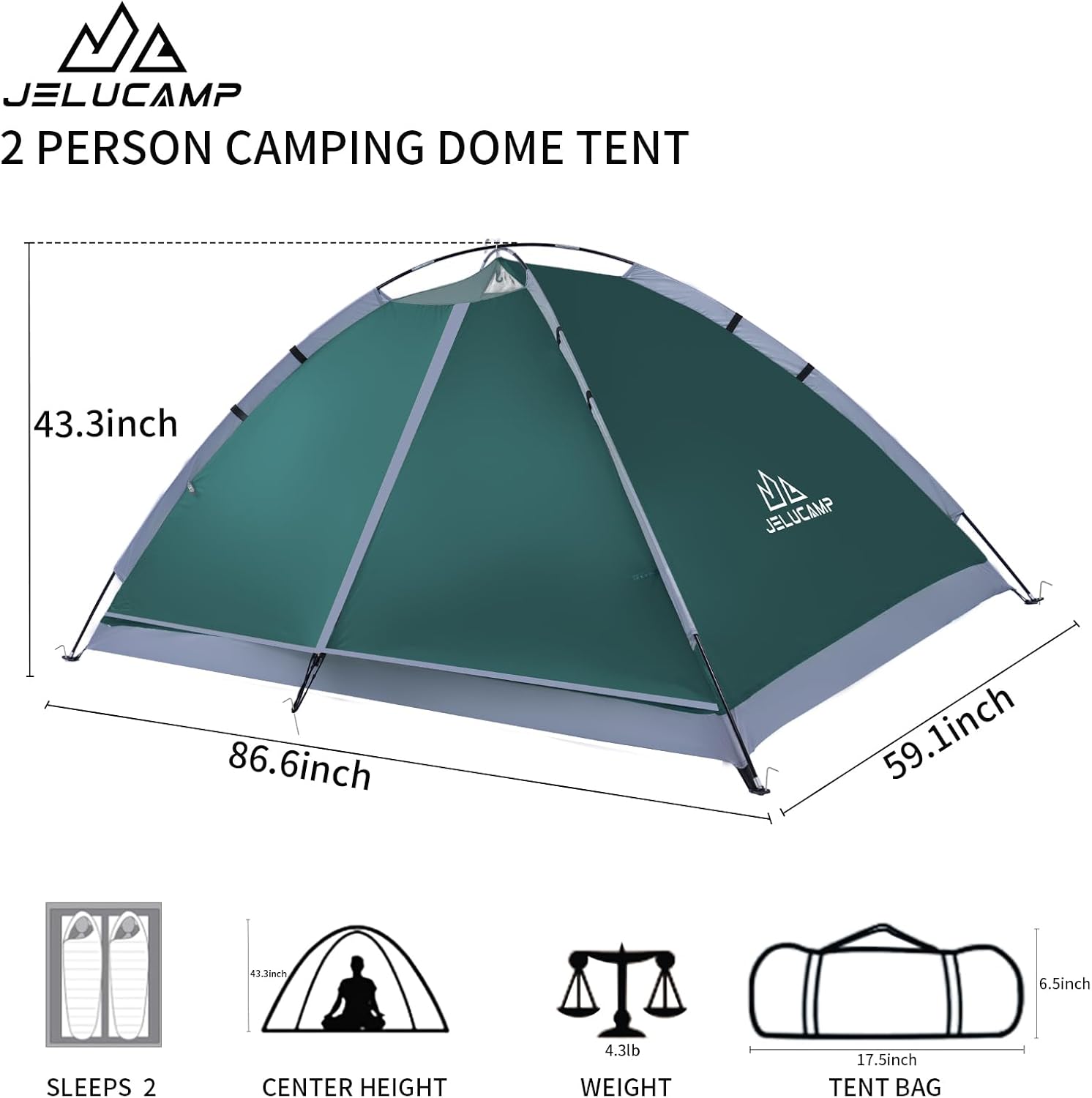 JELUCAMP 1/2/4/5/6 Person Dome Tents for Camping, Lightweight Portable Backpacking Tent, Small Easy Set Up Outdoor Waterproof Camping Hiking Tent for Adults