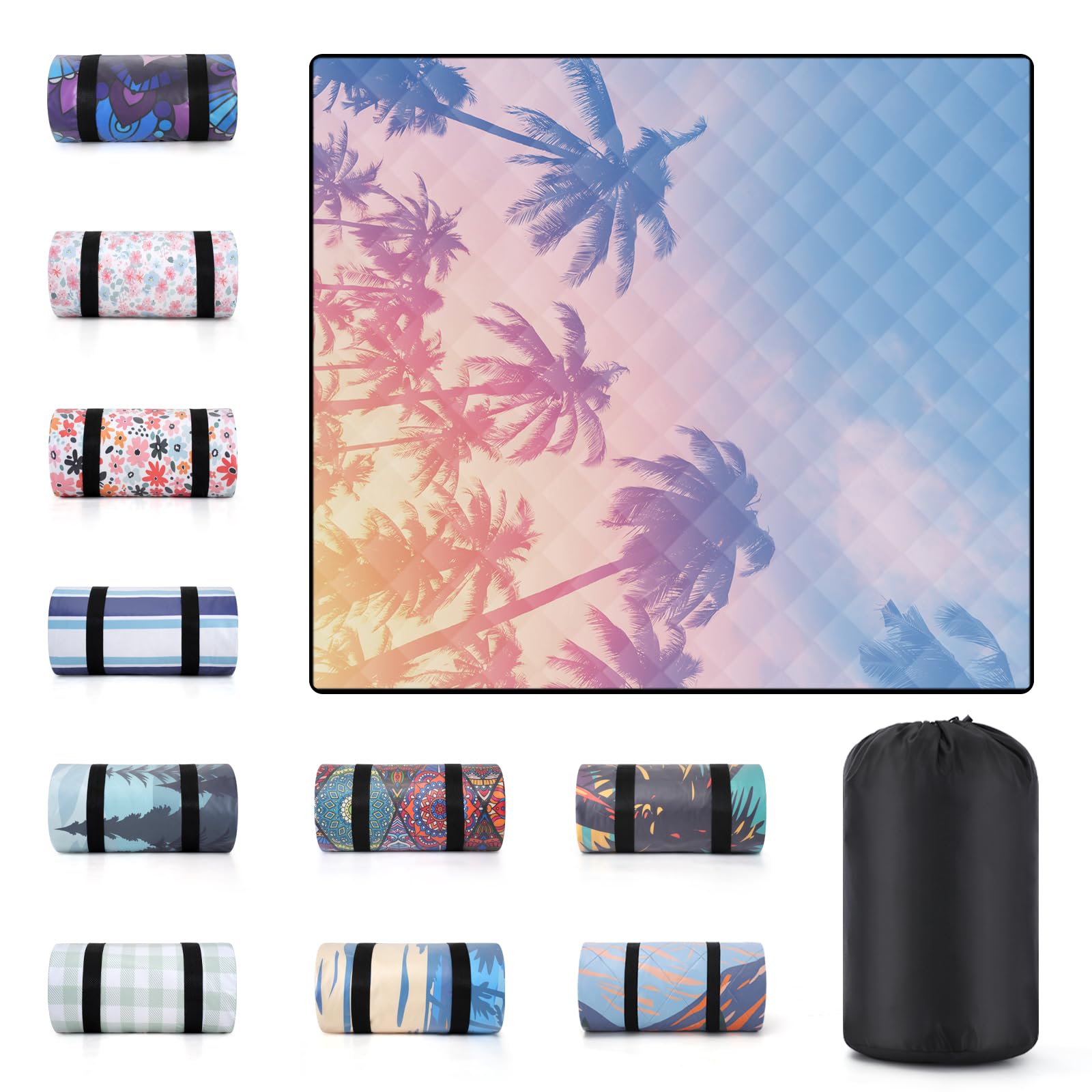 60x80" Large Picnic Blankets Waterproof Outdoor Portable Beach Blanket Weatherproof Patios Grass Park Lawn Tent Ground Mat Summer Camping Rv Supplies Car Travel Hiking Family Must Haves Gifts