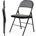 Sweetcrispy Folding Chair 12 Pack, Leather Padded Folding Chairs, Sturdy Metal Foldable Chairs, Easy to Use and Store, Outdoor and Indoor, for Home, Office, Party, Comfy