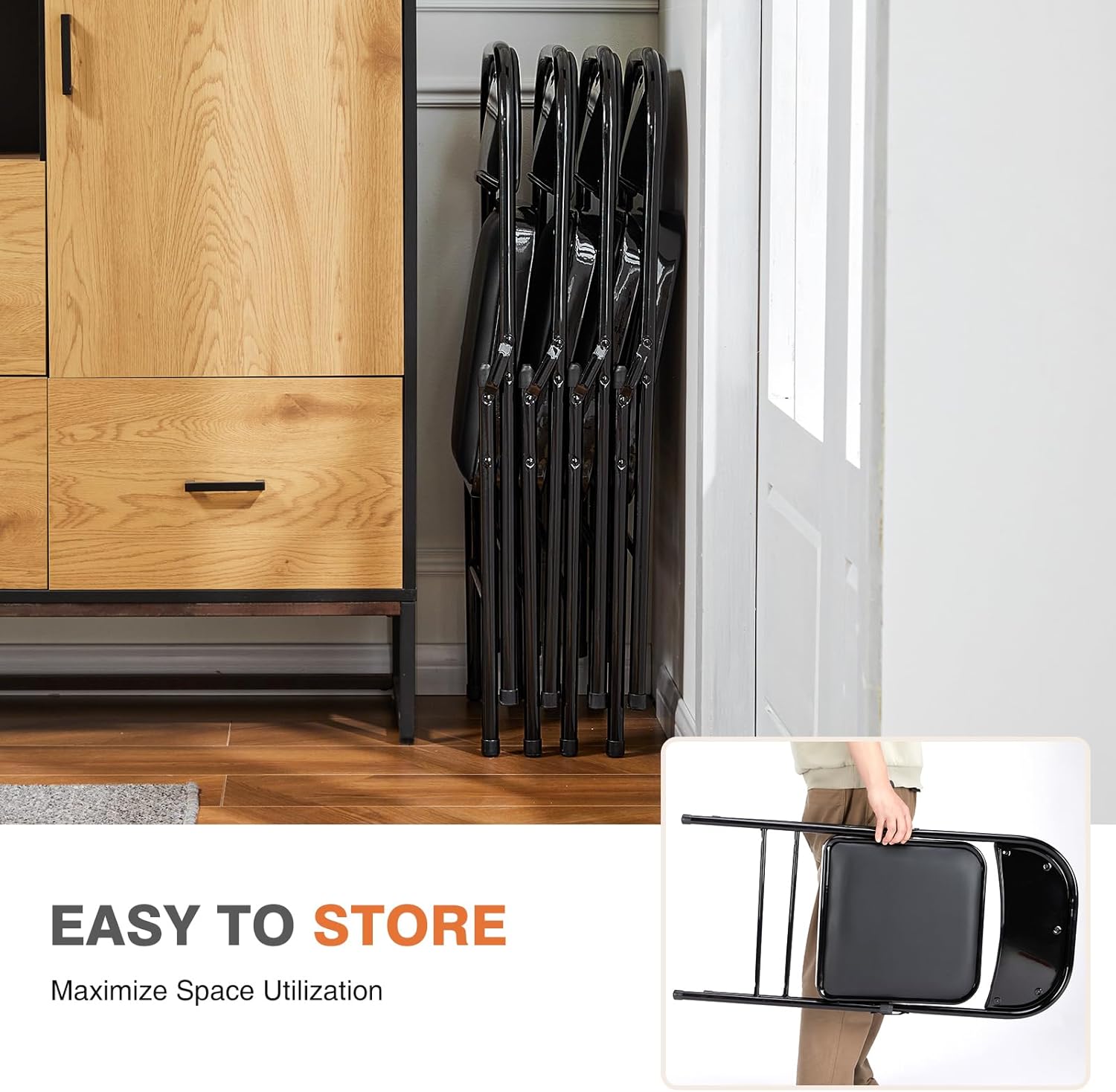 Sweetcrispy Folding Chair 12 Pack, Leather Padded Folding Chairs, Sturdy Metal Foldable Chairs, Easy to Use and Store, Outdoor and Indoor, for Home, Office, Party, Comfy