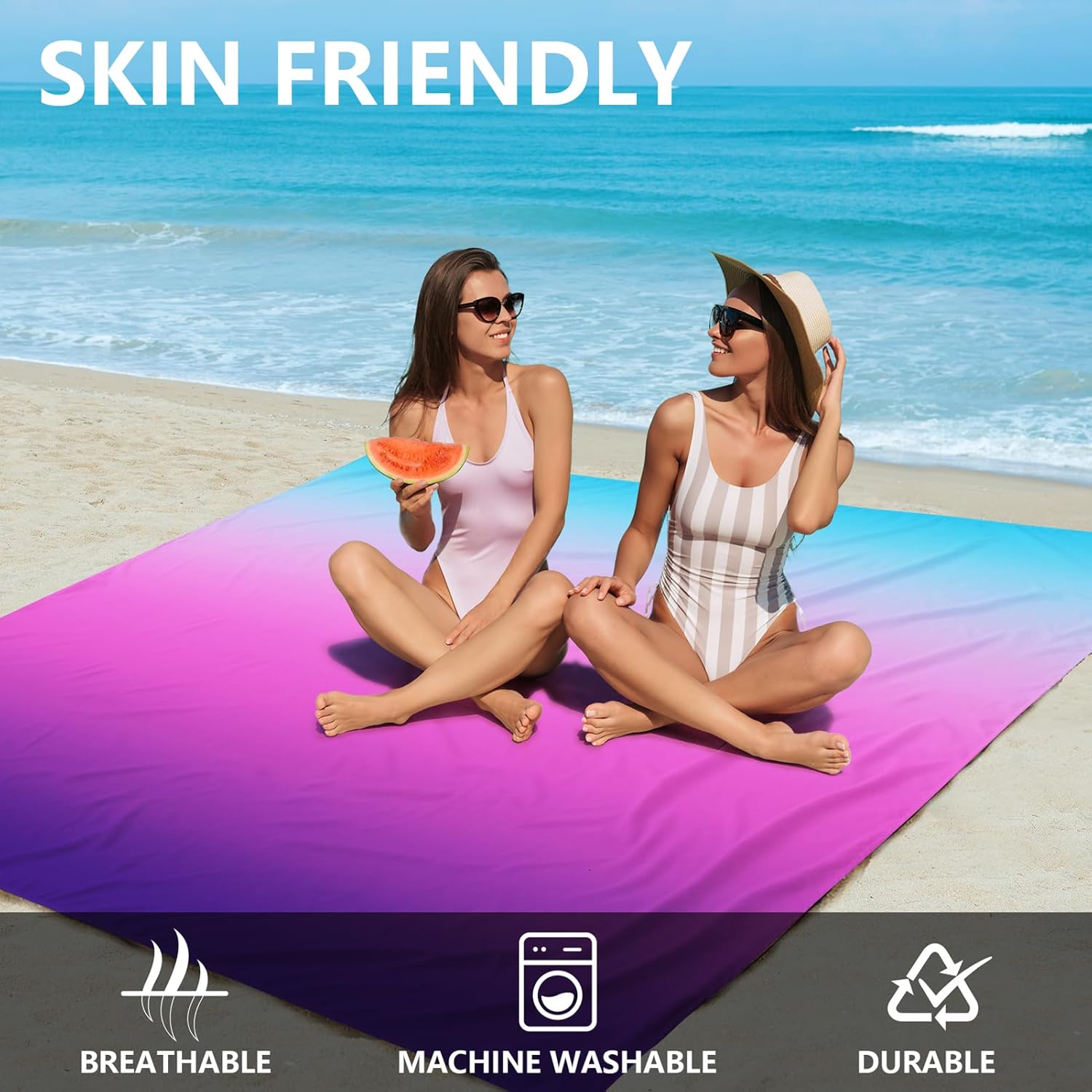 AISPARKY Beach Blanket Waterproof Sandproof Extra Large, Oversized Beach Mat, Quick Drying&Compact&Lightweight, Picnic Blankets Vacation Essentials for Outdoor Beach Camping (108" X 120" (8 Person))