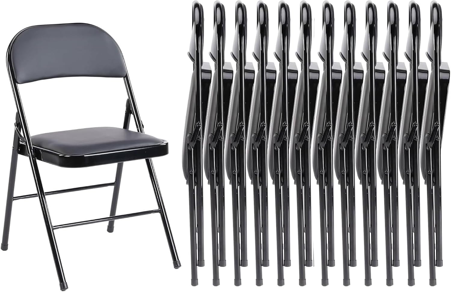 Sweetcrispy Folding Chair 12 Pack, Leather Padded Folding Chairs, Sturdy Metal Foldable Chairs, Easy to Use and Store, Outdoor and Indoor, for Home, Office, Party, Comfy
