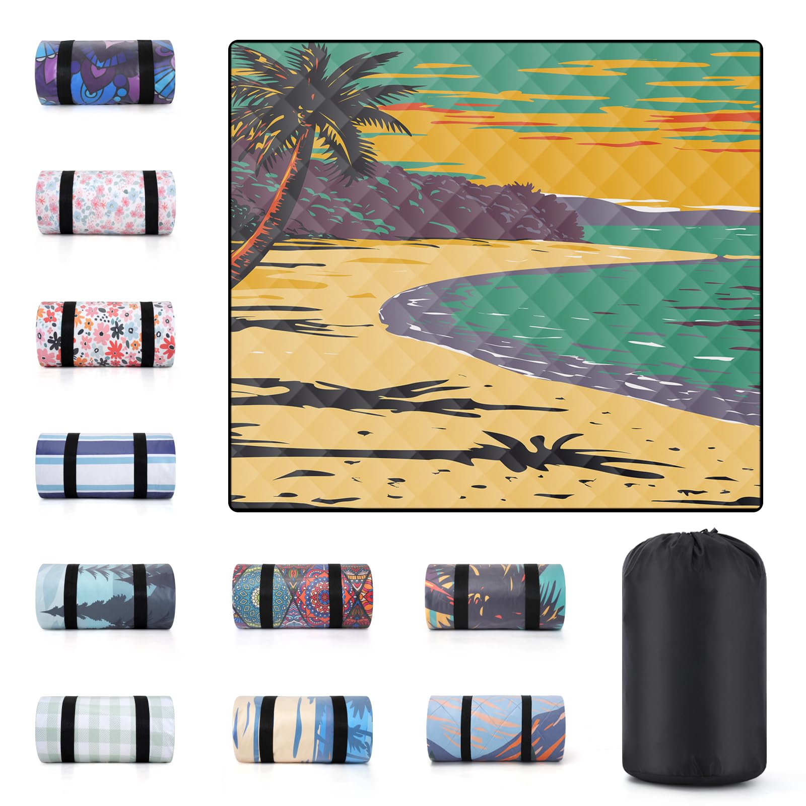 60x80" Large Picnic Blankets Waterproof Outdoor Portable Beach Blanket Weatherproof Patios Grass Park Lawn Tent Ground Mat Summer Camping Rv Supplies Car Travel Hiking Family Must Haves Gifts