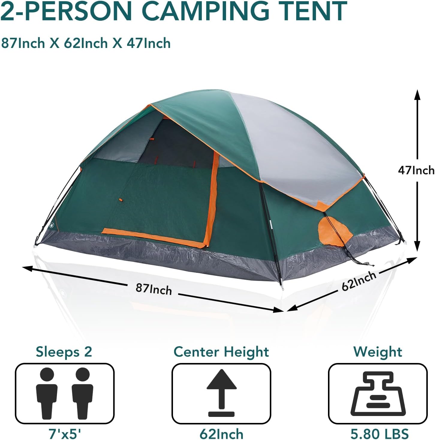 OLIXIS Camping Tent 2/4/6 Person, Waterproof Windproof Dome Tent with Multi-Directional Ventilation, Quick 5 Min Setup for Family Outdoor, Backpacking, Hiking