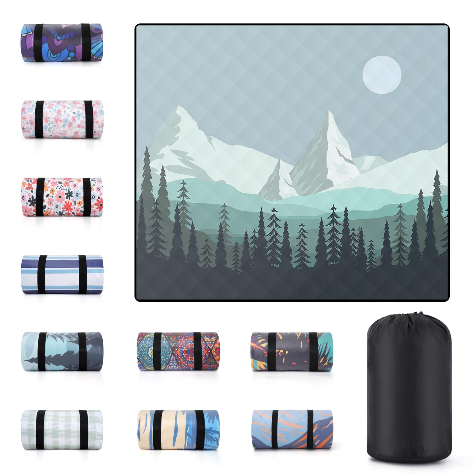 60x80" Large Picnic Blankets Waterproof Outdoor Portable Beach Blanket Weatherproof Patios Grass Park Lawn Tent Ground Mat Summer Camping Rv Supplies Car Travel Hiking Family Must Haves Gifts