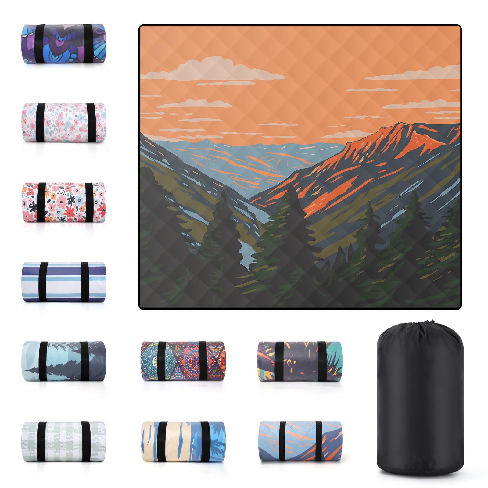 60x80" Large Picnic Blankets Waterproof Outdoor Portable Beach Blanket Weatherproof Patios Grass Park Lawn Tent Ground Mat Summer Camping Rv Supplies Car Travel Hiking Family Must Haves Gifts