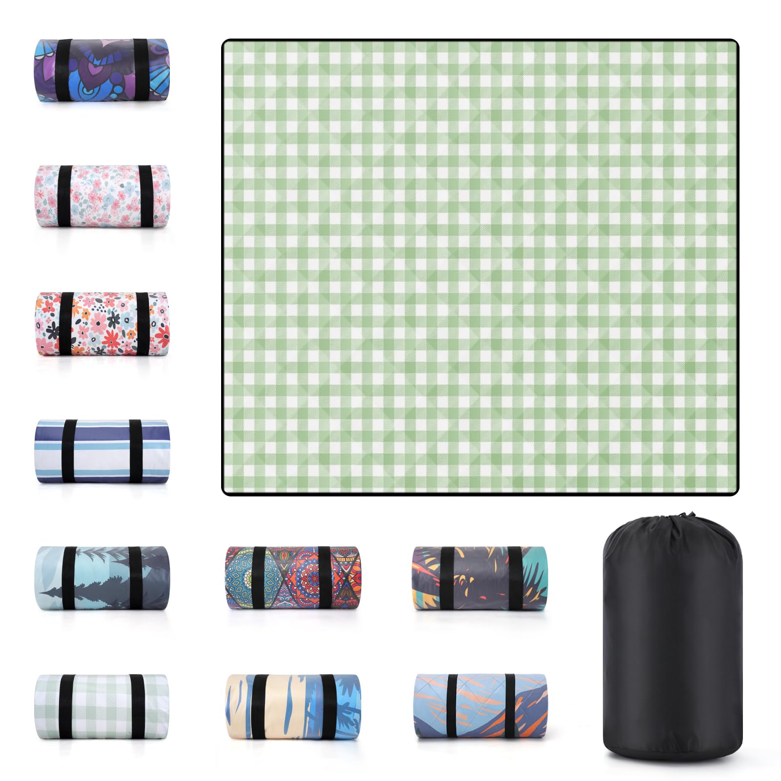 60x80" Large Picnic Blankets Waterproof Outdoor Portable Beach Blanket Weatherproof Patios Grass Park Lawn Tent Ground Mat Summer Camping Rv Supplies Car Travel Hiking Family Must Haves Gifts