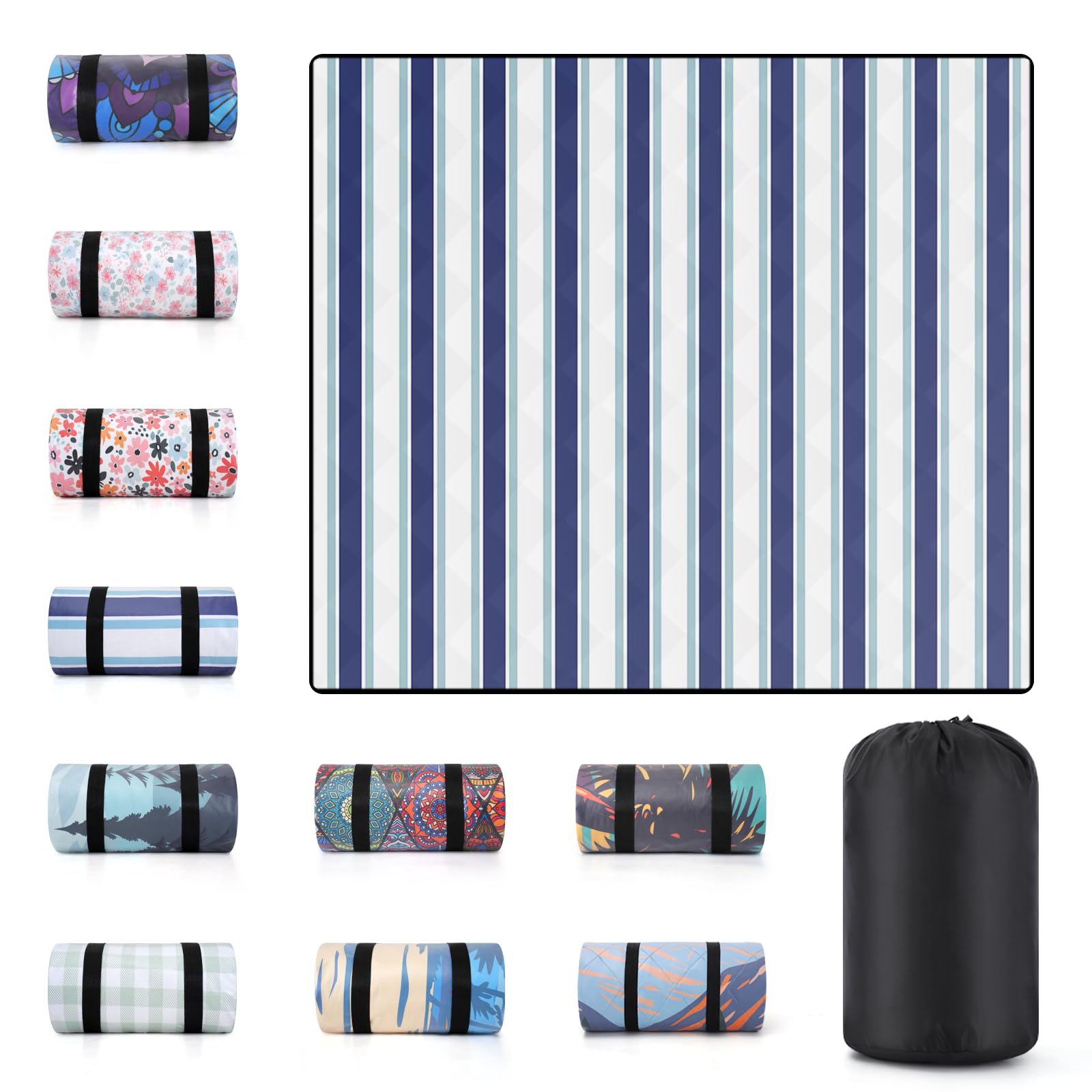 60x80" Large Picnic Blankets Waterproof Outdoor Portable Beach Blanket Weatherproof Patios Grass Park Lawn Tent Ground Mat Summer Camping Rv Supplies Car Travel Hiking Family Must Haves Gifts