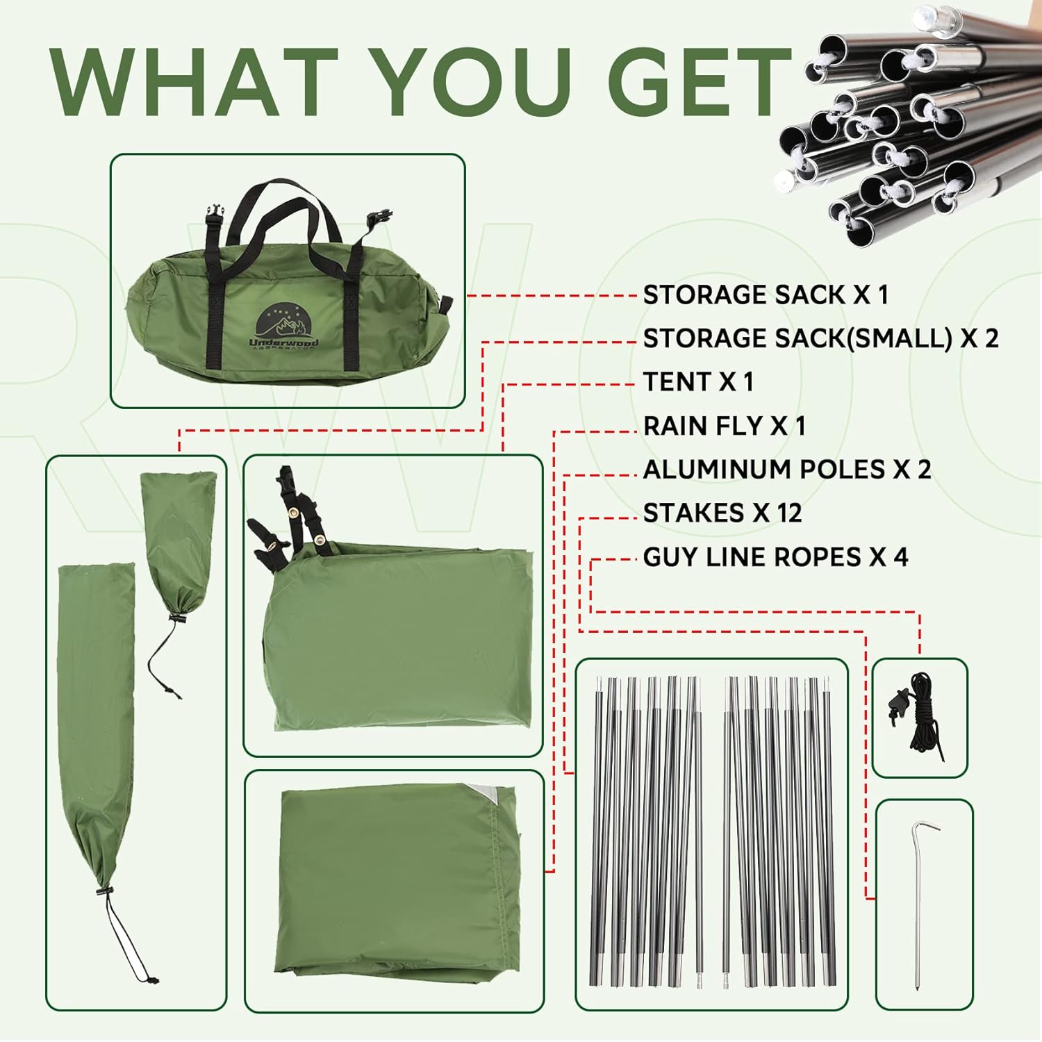 1/2 Person Backpacking Tent for 4-Season - Winter Waterproof Tent for One Person, Lightweight Camping Gear for Backpacking, Easy Set Up Cold Weather Essentials by Underwood Aggregator