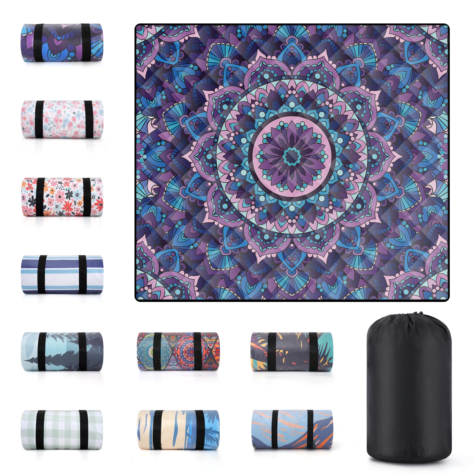 60x80" Large Picnic Blankets Waterproof Outdoor Portable Beach Blanket Weatherproof Patios Grass Park Lawn Tent Ground Mat Summer Camping Rv Supplies Car Travel Hiking Family Must Haves Gifts