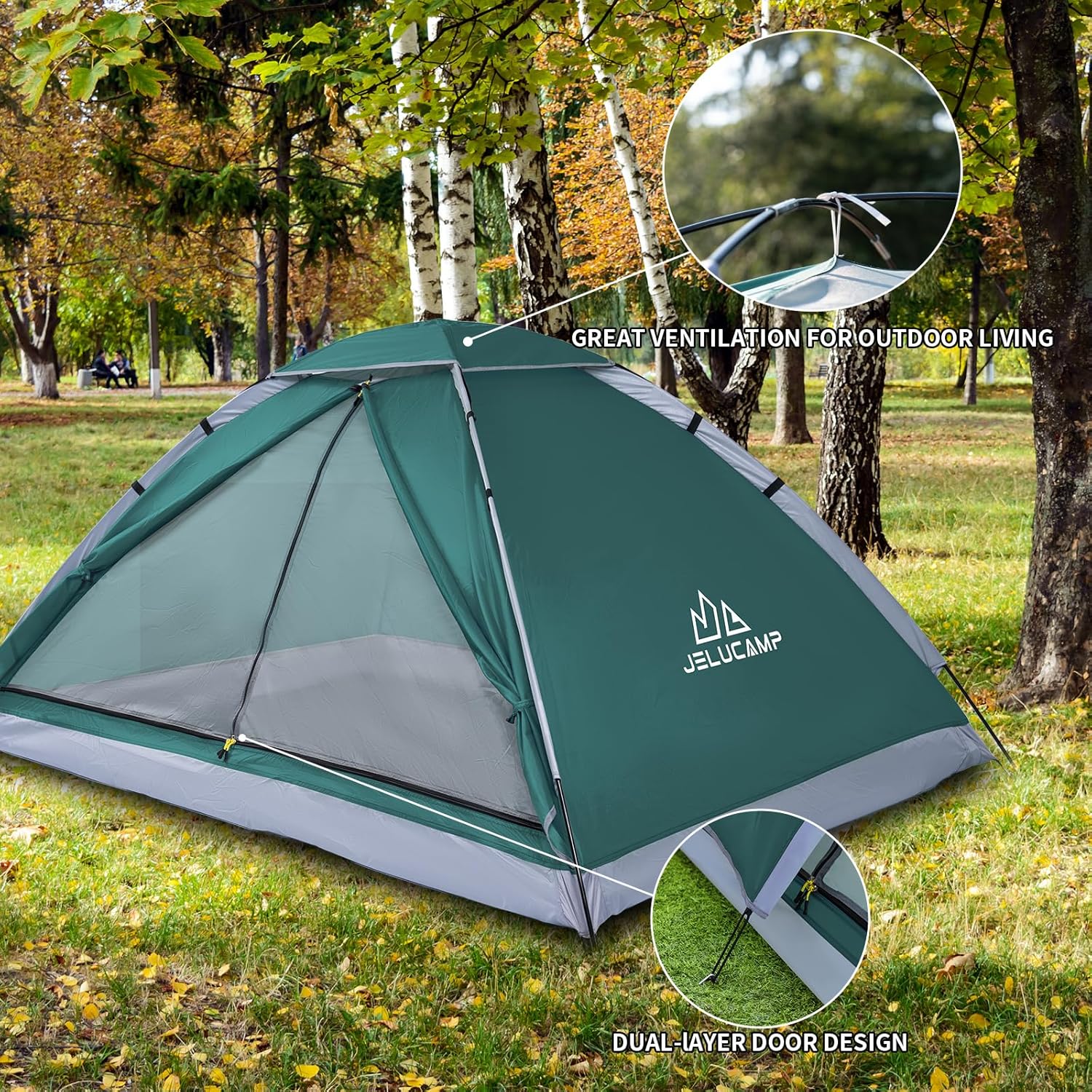 JELUCAMP 1/2/4/5/6 Person Dome Tents for Camping, Lightweight Portable Backpacking Tent, Small Easy Set Up Outdoor Waterproof Camping Hiking Tent for Adults