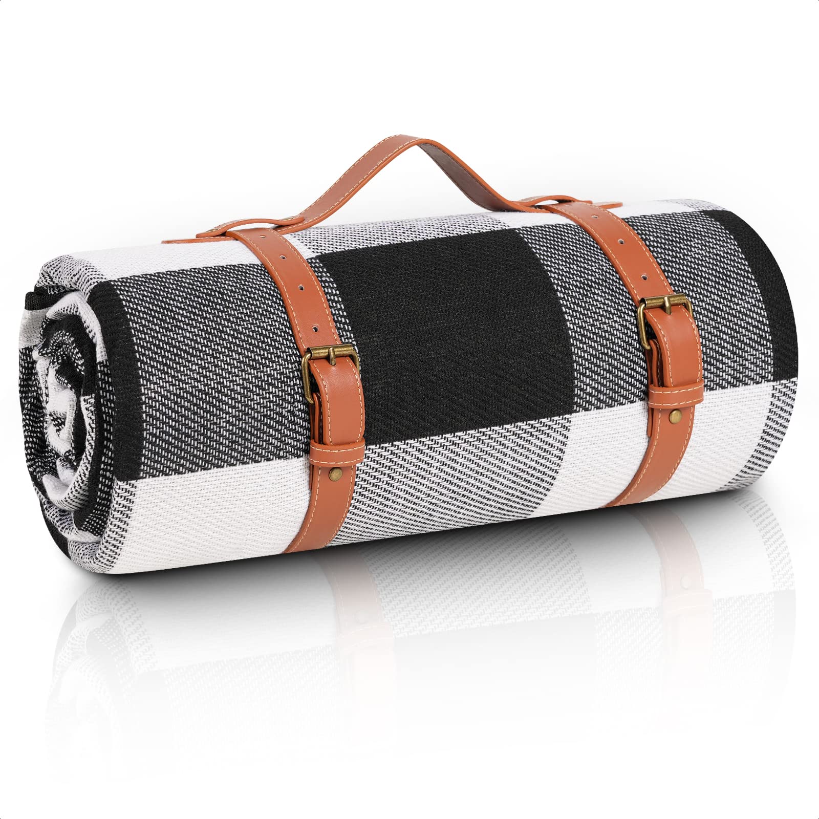 sapsisel 80”x 80” Picnic Blanket Extra Large, Waterproof and Foldable Beach Blanket, 3-Layer Outdoor Blanket for 6 to 8 Adults, for Camping, Park, Beach, Grass, Indoors…