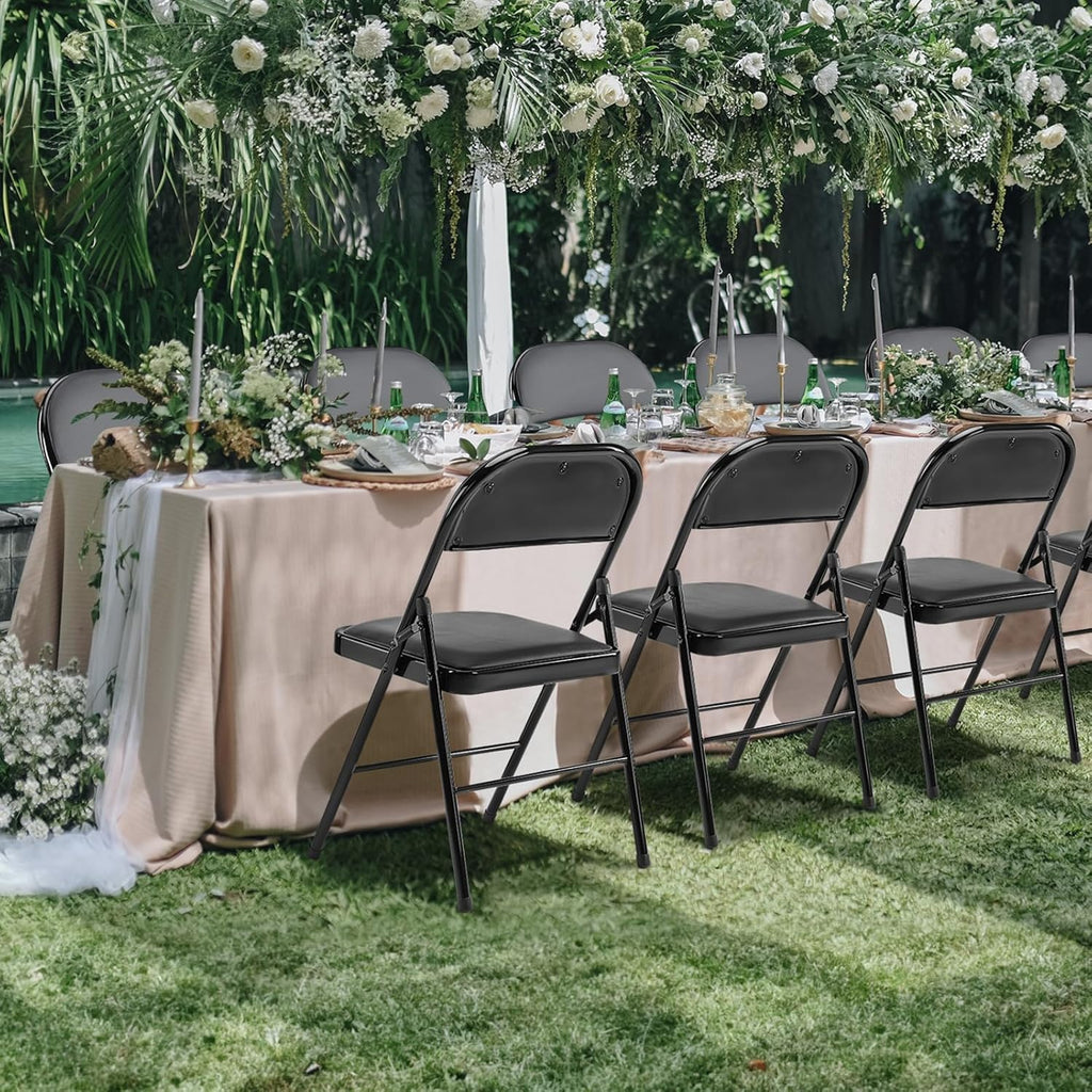 Sweetcrispy Folding Chair 12 Pack, Leather Padded Folding Chairs, Sturdy Metal Foldable Chairs, Easy to Use and Store, Outdoor and Indoor, for Home, Office, Party, Comfy