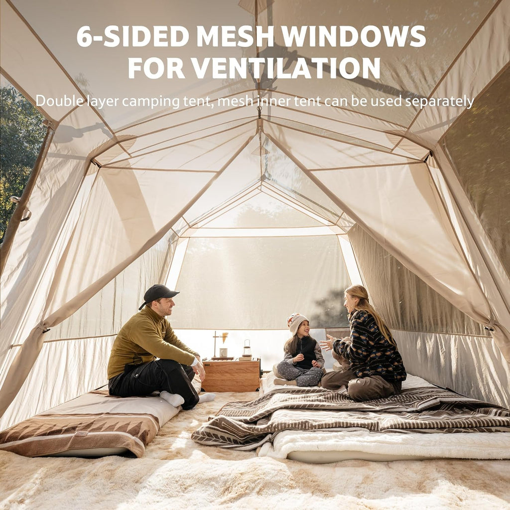 Naturehike Village Lite Camping Tent, 60S Easy Setup Instant Tents for Camping, Double Layer 4/8 Person Tent with with Full Rainfly