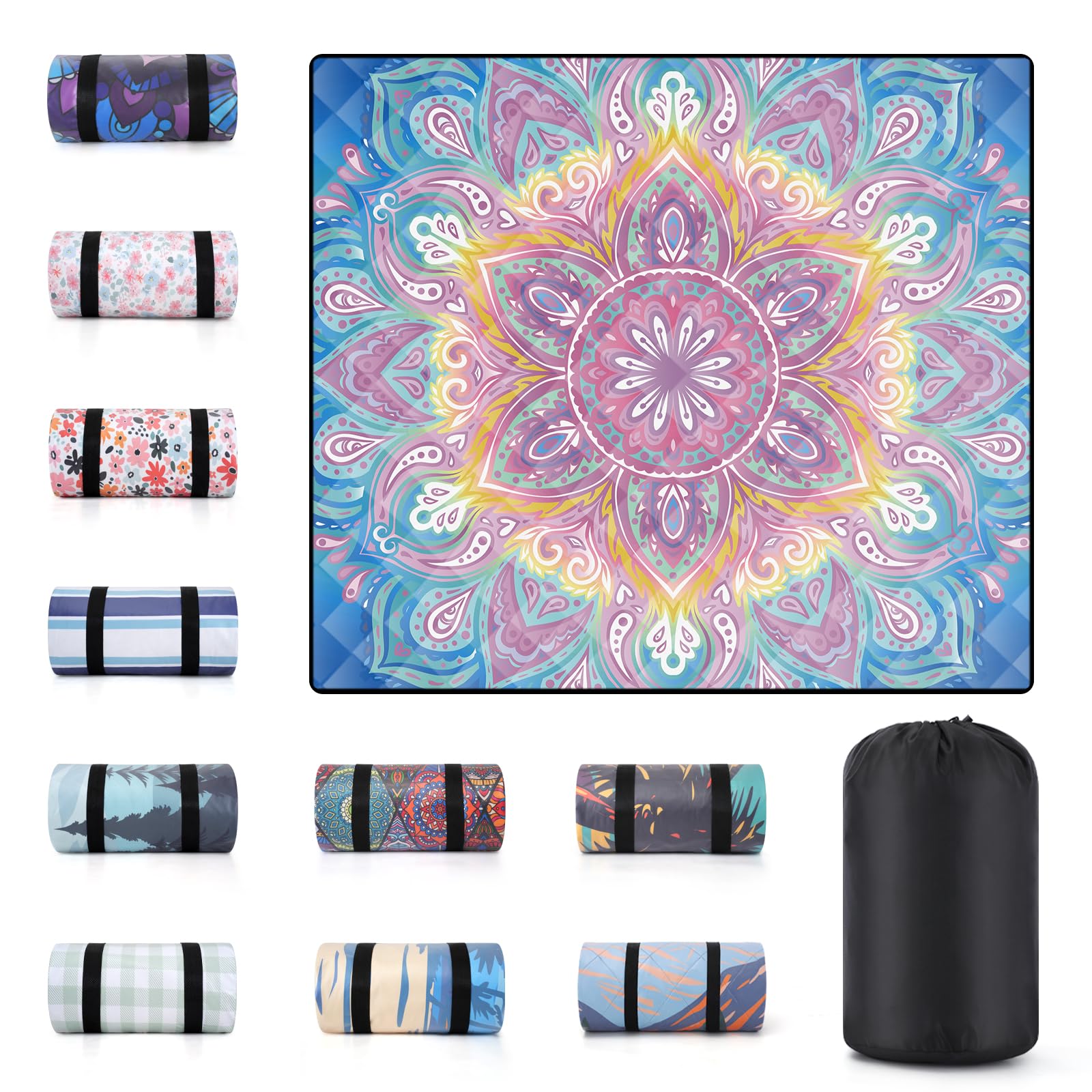 60x80" Large Picnic Blankets Waterproof Outdoor Portable Beach Blanket Weatherproof Patios Grass Park Lawn Tent Ground Mat Summer Camping Rv Supplies Car Travel Hiking Family Must Haves Gifts