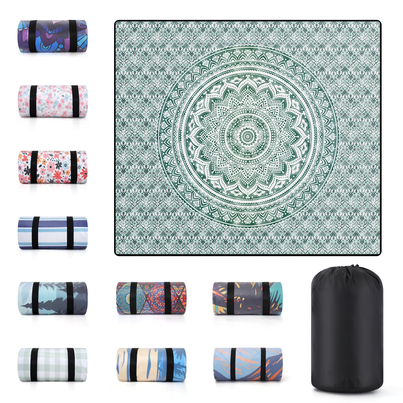 60x80" Large Picnic Blankets Waterproof Outdoor Portable Beach Blanket Weatherproof Patios Grass Park Lawn Tent Ground Mat Summer Camping Rv Supplies Car Travel Hiking Family Must Haves Gifts