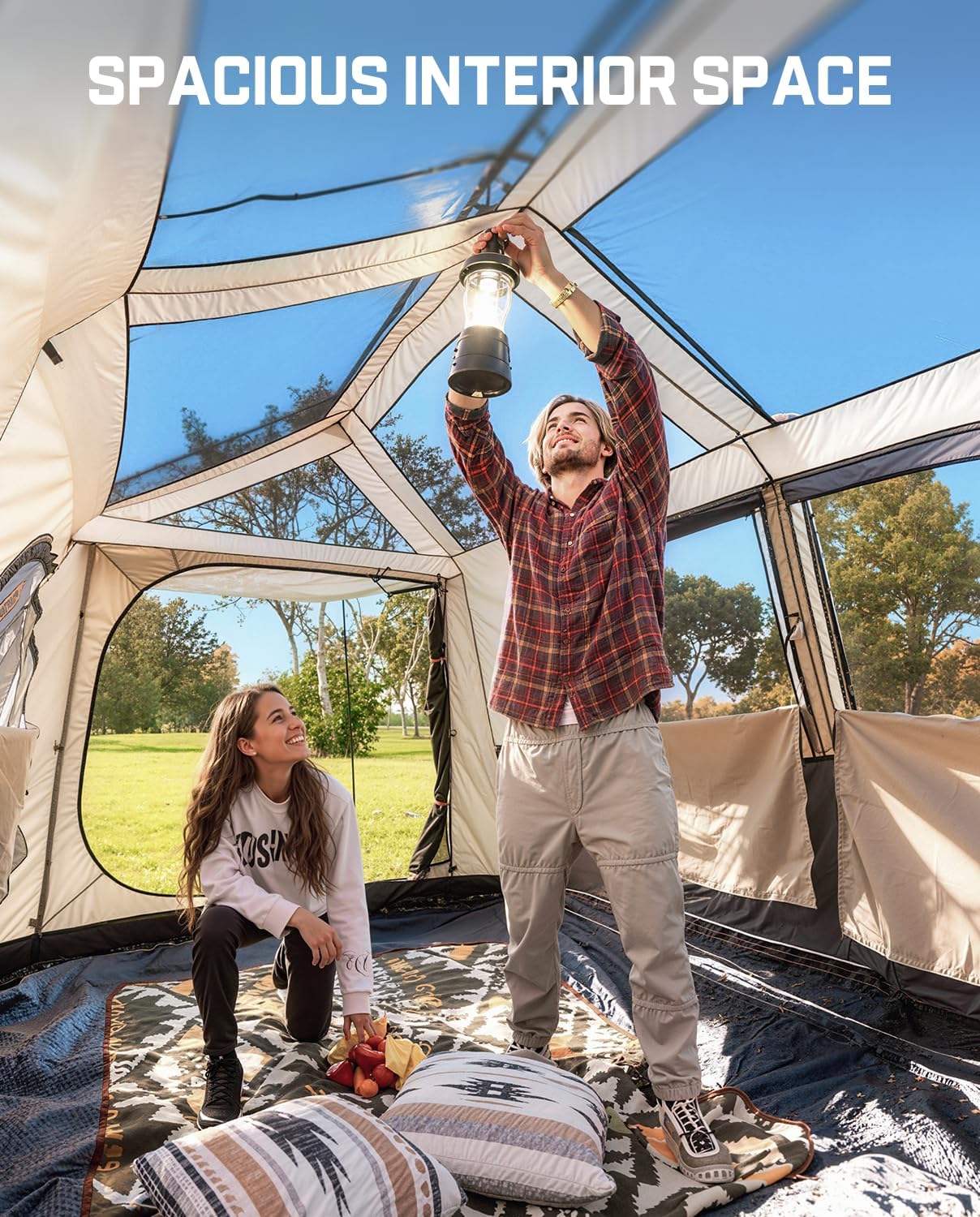 FanttikOutdoor Zeta C8/C10 Apex Camping Tent, 8/10 Person Instant Cabin Tent Setup in 60s, Family Tent with Carry Bag for Family Camping & Hiking, Waterproof, Upgraded Ventilation