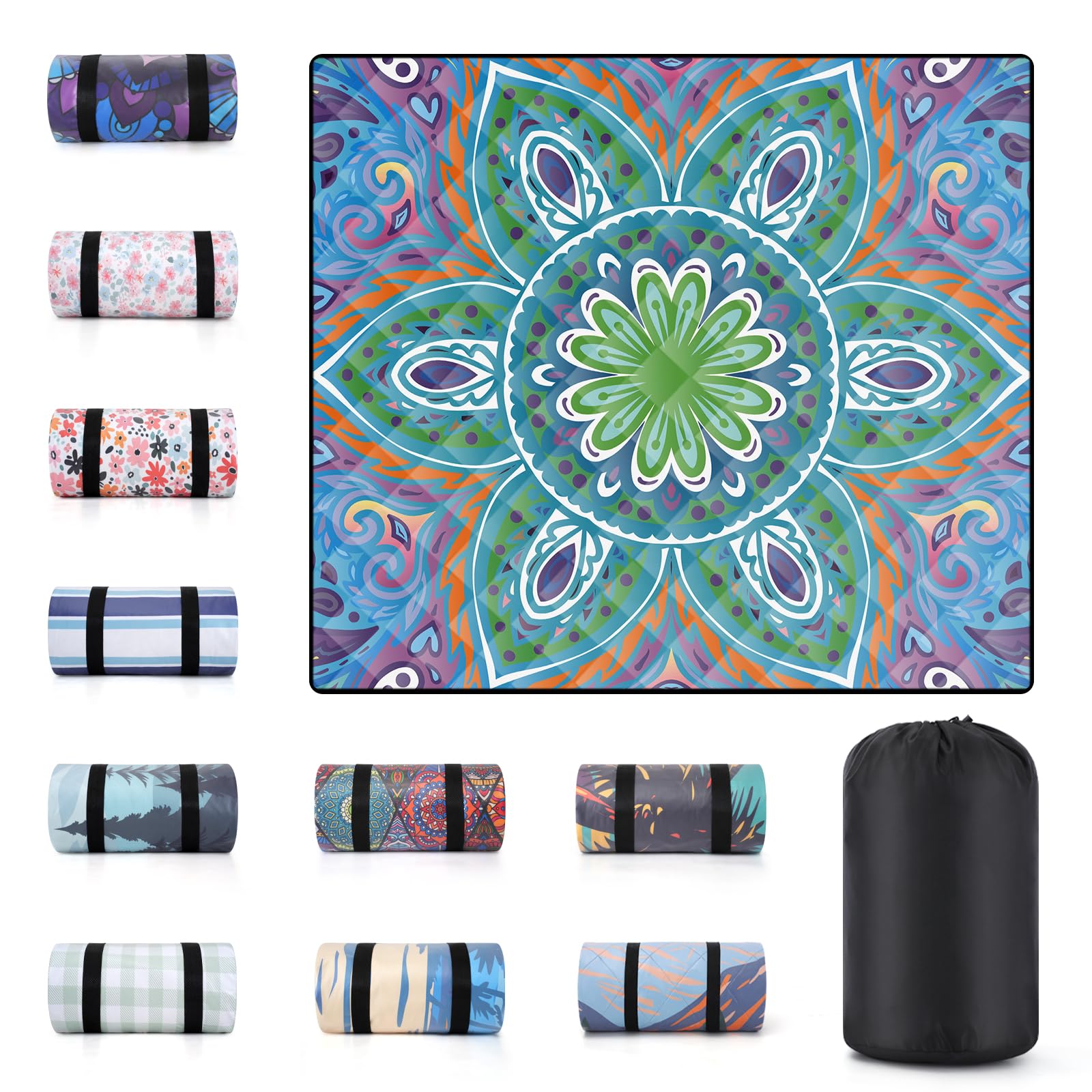 60x80" Large Picnic Blankets Waterproof Outdoor Portable Beach Blanket Weatherproof Patios Grass Park Lawn Tent Ground Mat Summer Camping Rv Supplies Car Travel Hiking Family Must Haves Gifts