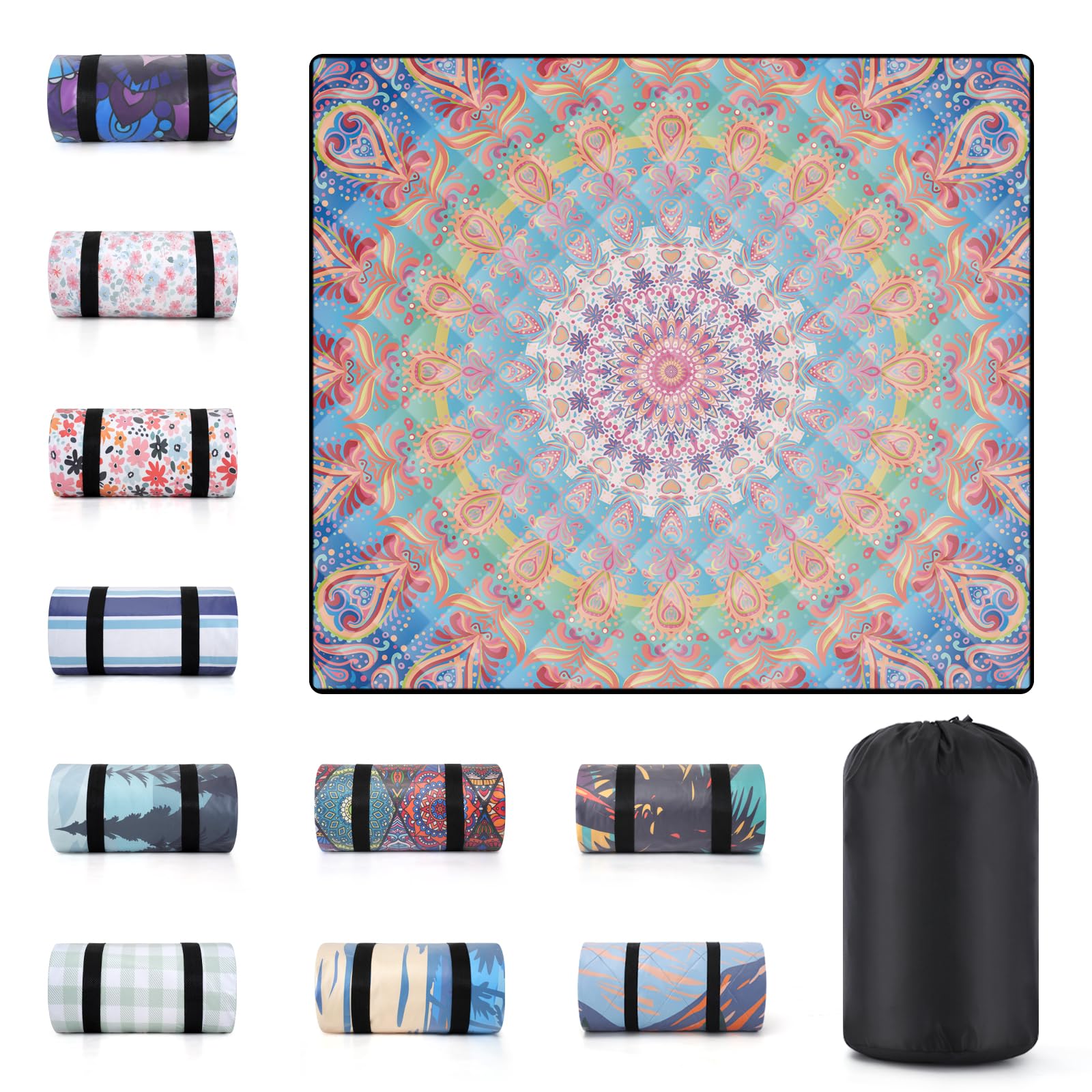 60x80" Large Picnic Blankets Waterproof Outdoor Portable Beach Blanket Weatherproof Patios Grass Park Lawn Tent Ground Mat Summer Camping Rv Supplies Car Travel Hiking Family Must Haves Gifts