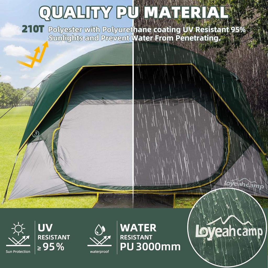 LOYEAHCAMP Tents 4 Person Camping Tent, Easy Setup Waterproof Family Tents for Camping, Portable Dome Tent for Outdoor Camping with Rainfly, Carry Bag