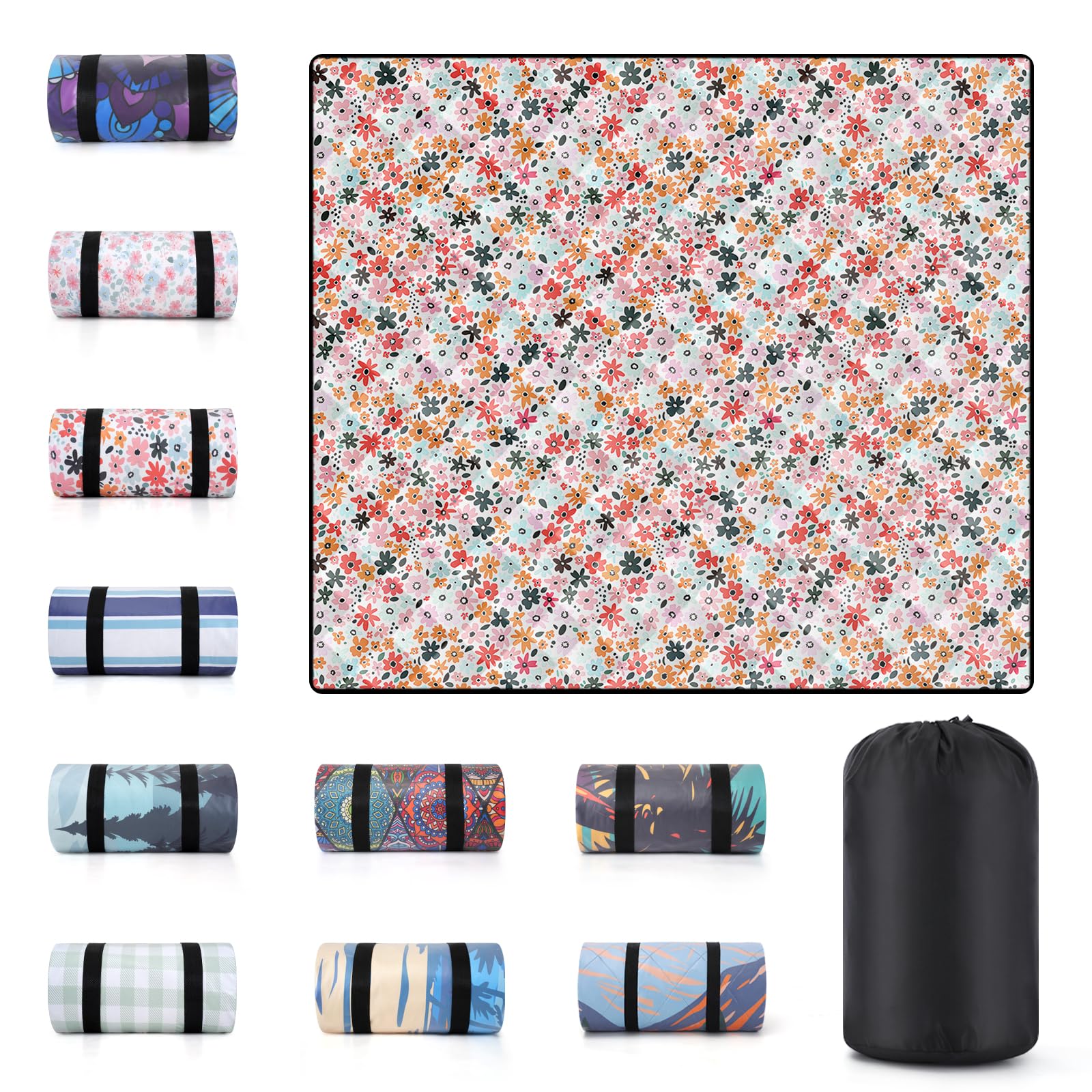 60x80" Large Picnic Blankets Waterproof Outdoor Portable Beach Blanket Weatherproof Patios Grass Park Lawn Tent Ground Mat Summer Camping Rv Supplies Car Travel Hiking Family Must Haves Gifts