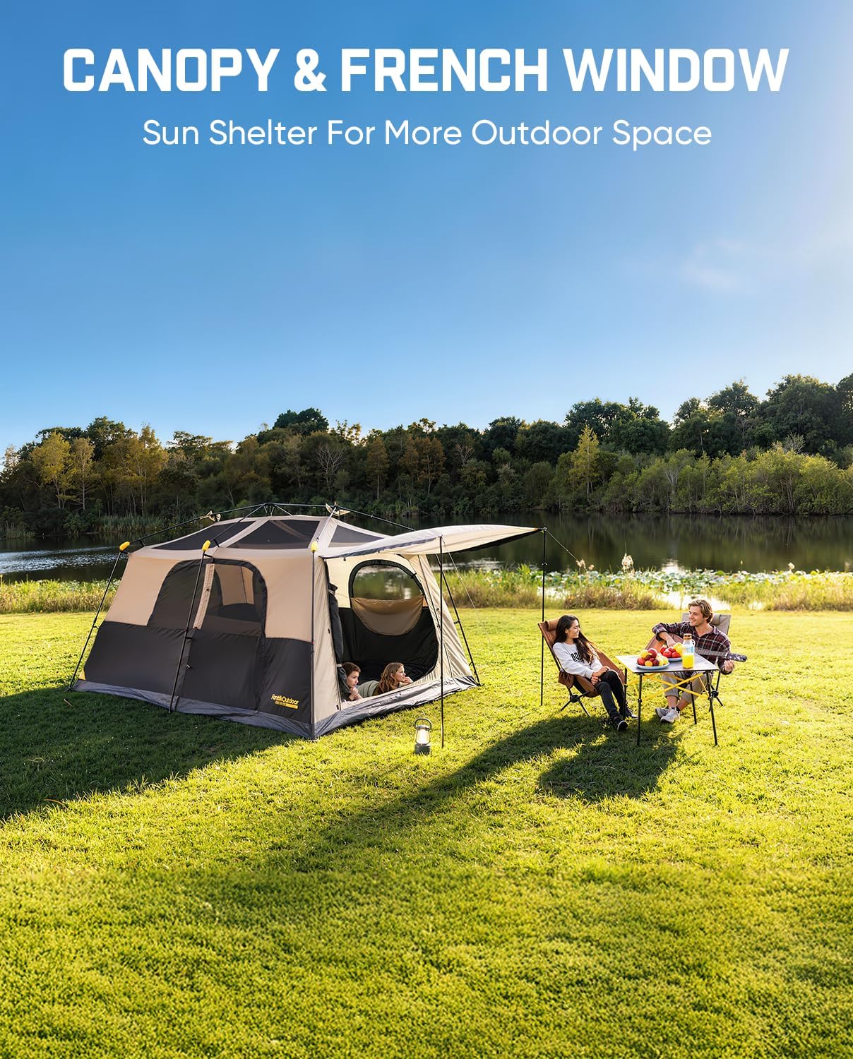 FanttikOutdoor Zeta C8/C10 Apex Camping Tent, 8/10 Person Instant Cabin Tent Setup in 60s, Family Tent with Carry Bag for Family Camping & Hiking, Waterproof, Upgraded Ventilation