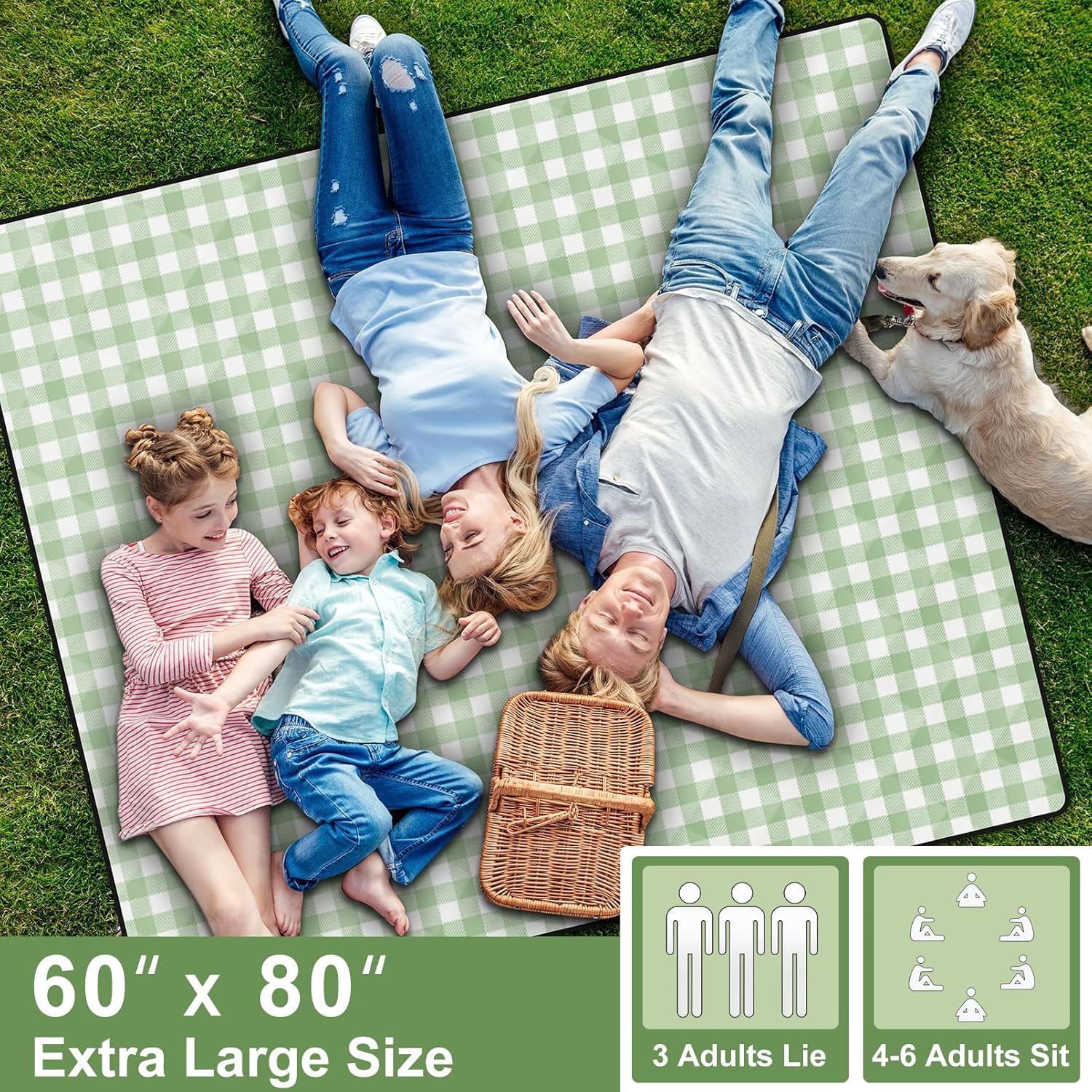60x80" Large Picnic Blankets Waterproof Outdoor Portable Beach Blanket Weatherproof Patios Grass Park Lawn Tent Ground Mat Summer Camping Rv Supplies Car Travel Hiking Family Must Haves Gifts