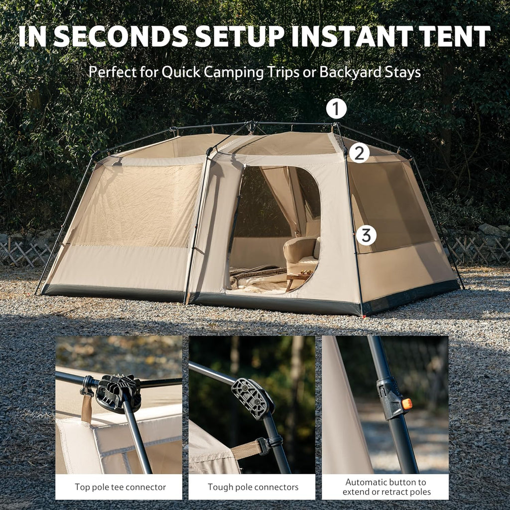 Naturehike Village Lite Camping Tent, 60S Easy Setup Instant Tents for Camping, Double Layer 4/8 Person Tent with with Full Rainfly