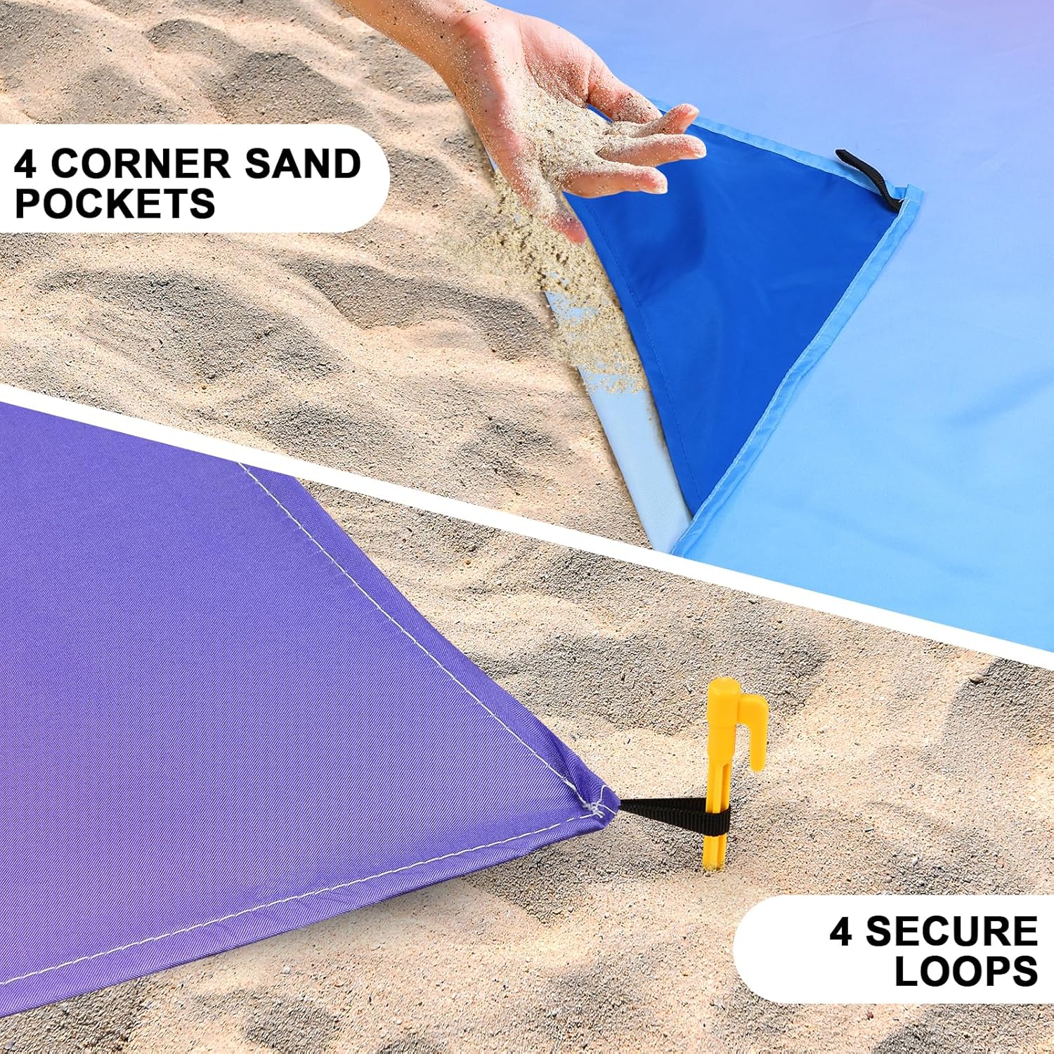AISPARKY Beach Blanket Waterproof Sandproof Extra Large, Oversized Beach Mat, Quick Drying&Compact&Lightweight, Picnic Blankets Vacation Essentials for Outdoor Beach Camping (108" X 120" (8 Person))